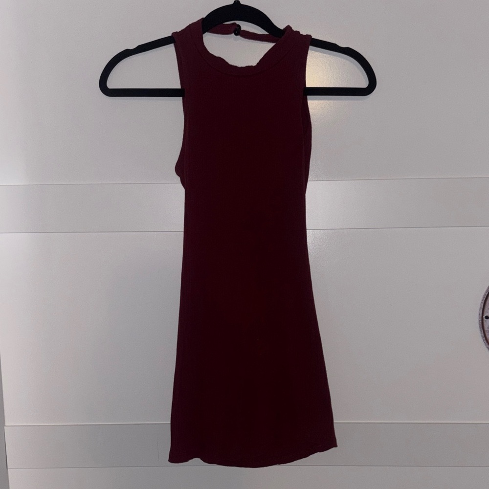 Sleeveless Burgundy Tank Dress - Women